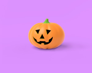 Orange pumpkin on an fuchsia background. 3D-rendering.