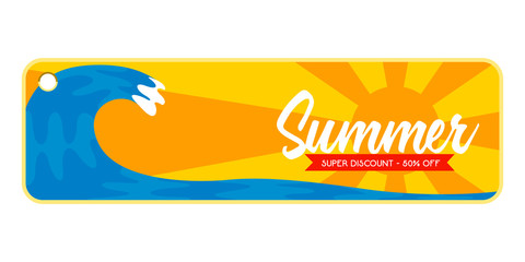 Summer sale label with an ocean wave image - Vector