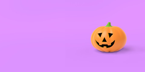 Orange pumpkin on an fuchsia background. 3D-rendering.