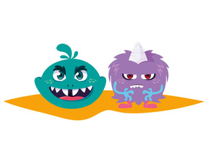funny monsters comic characters colorful