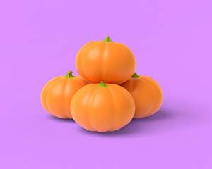 Orange pumpkin on an fuchsia background. 3D-rendering.