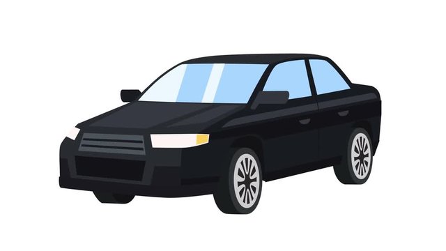 Cartoon isolated black car flat animation