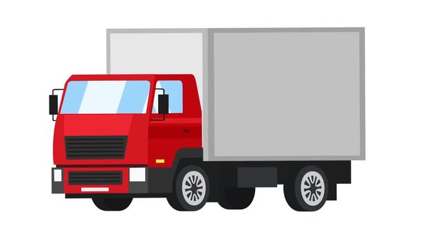 Cartoon isolated red truck car flat animation