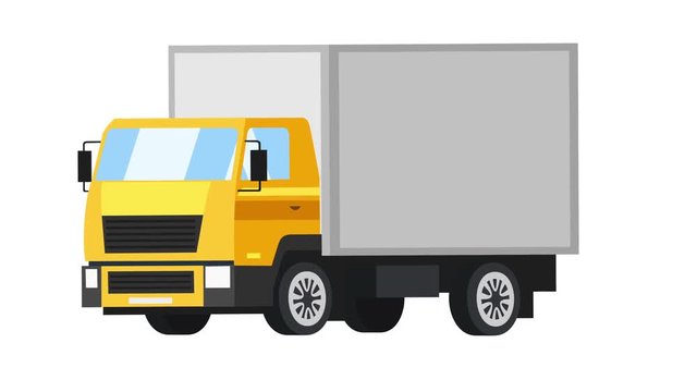 Cartoon isolated yellow truck car flat animation