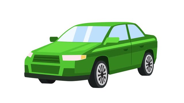 Cartoon isolated green car animation