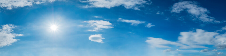 Panorama sky with cloud on a sunny day. Beautiful cirrus cloud.