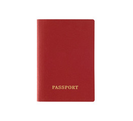 Red foreign passport isolated on white background. Document for travel abroad