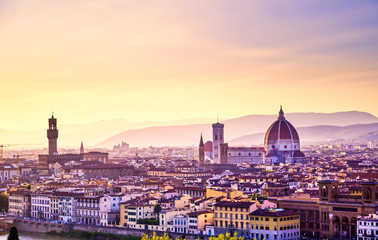 Fototapeta na wymiar The sunset over Florence, capital of Italy’s Tuscany region.