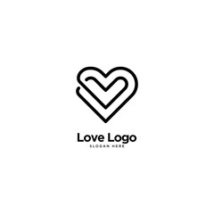 Love Logo Design Outline Monoline
