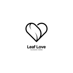 Leaf Love Logo Outline Monoline