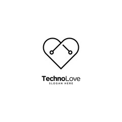 Technology Love Logo Outline monoline