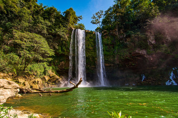 Misol-Ha Waterfall, Mexico - November 24, 2010. Waterfall in sunset, Yucatan peninsula, Chiapas