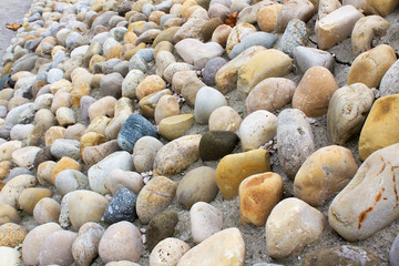 pebbles stones decoration on the sea beach coast