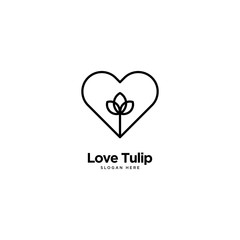 Obraz premium Love Tulip Logo Outline Monoline