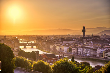 The sunset over Florence, capital of Italy&rsquo;s Tuscany region.