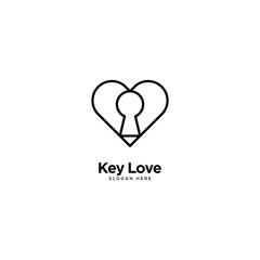 Key Love Logo Outline Monoline