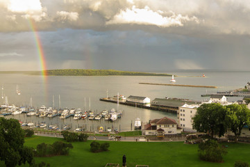 Rainbow in a Harbor