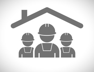 workers under roof icon