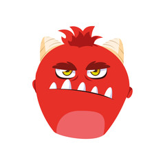 funny monster with horns comic character