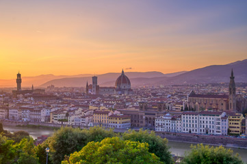 The sunset over Florence, capital of Italy&rsquo;s Tuscany region.