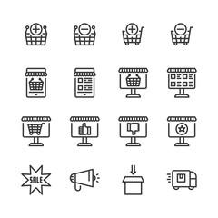 Online shopping icon set.Vector illustration.