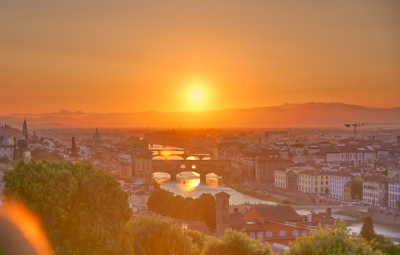Fototapeta The sunset over Florence, capital of Italy’s Tuscany region.