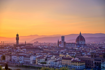 Fototapeta premium The sunset over Florence, capital of Italy’s Tuscany region.