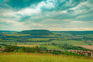 Fototapeta na wymiar View to Kunitzburg on the mountain in Jena