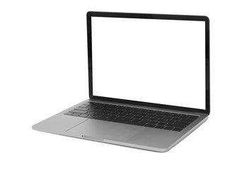 Laptop with blank screen isolated on white background with clipping path.