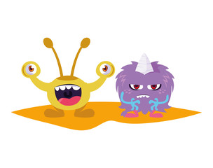 funny monsters comic characters colorful