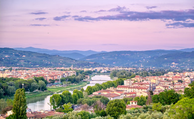 Fototapeta premium The sunset over Florence, capital of Italy’s Tuscany region.