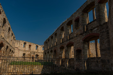 Fototapeta premium Interior of castle Gleichen in Germany with blue sky in spring time