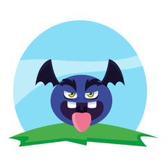 funny monster flying with wings in the field