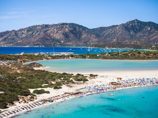 Transparent and turquoise sea in Porto Giunco, Sardinia, Italy