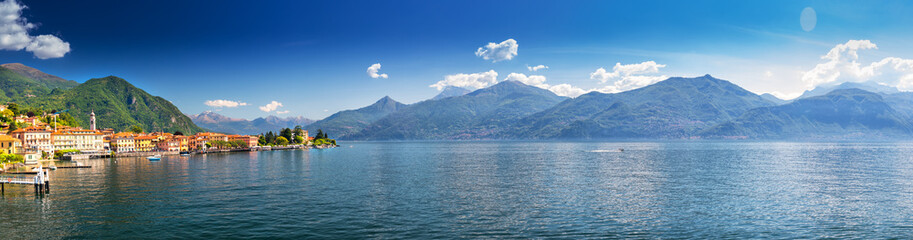 Fototapeta na wymiar Menaggio old town on the Lake Como with the mountains in the background, Lombardy, Italy, Europe