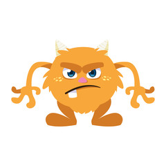 funny monster with horns comic character