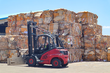Bangkok/Thailand-June 22,2019: Thai recycle industry cardboard garbage and paper waste after...