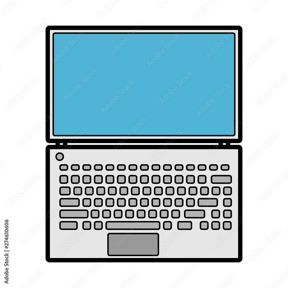 Poster vector illustration of white flat icon simple modern digital digital rectangular laptop with keyboar