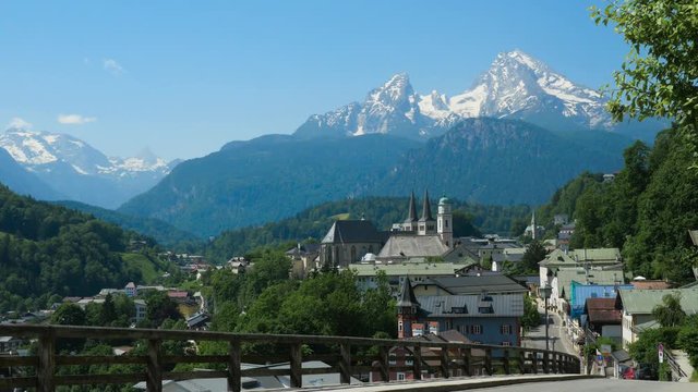 iew of Berchtesgaden, Germany with a view of the Bavarian mountains