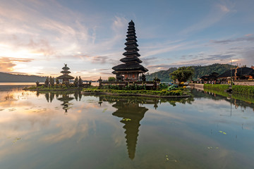 Sunrise at Pura Ulun Danu Beratan in Bedugul Bali Indonesia.