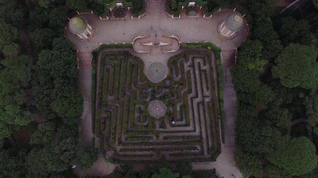 Barcelona, Spain. Aerial view of the city park and Laberint d'Horta