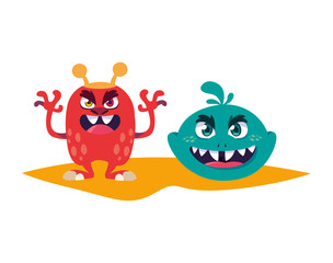 funny monsters comic characters colorful