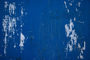 Blue painted worn paint chip wood texture