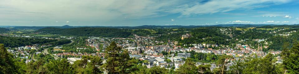 Fototapeta na wymiar Panorama of the city of Marburg