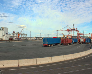 Freight Loading on Container Cars in Port