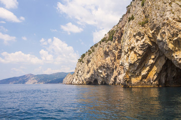 Grotto in the rocks, leaving the sea.West coast of the Black sea.Crimea.