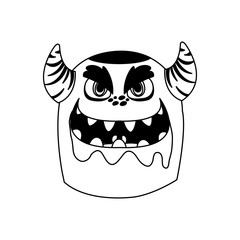 funny monster with horns comic character