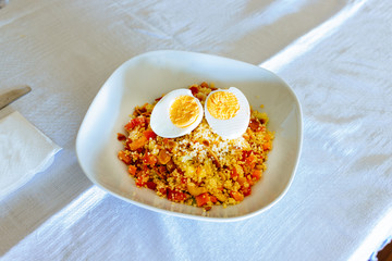 Couscous with Vegetable Medley and boiled egg