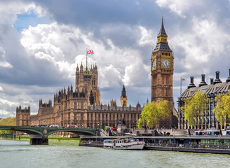 Houses of Parliament (Westminster palace) and Big Ben tower, London, UK - obrazy, fototapety, plakaty