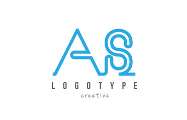 AS A S blue joined line alphabet letter combination logo icon design
